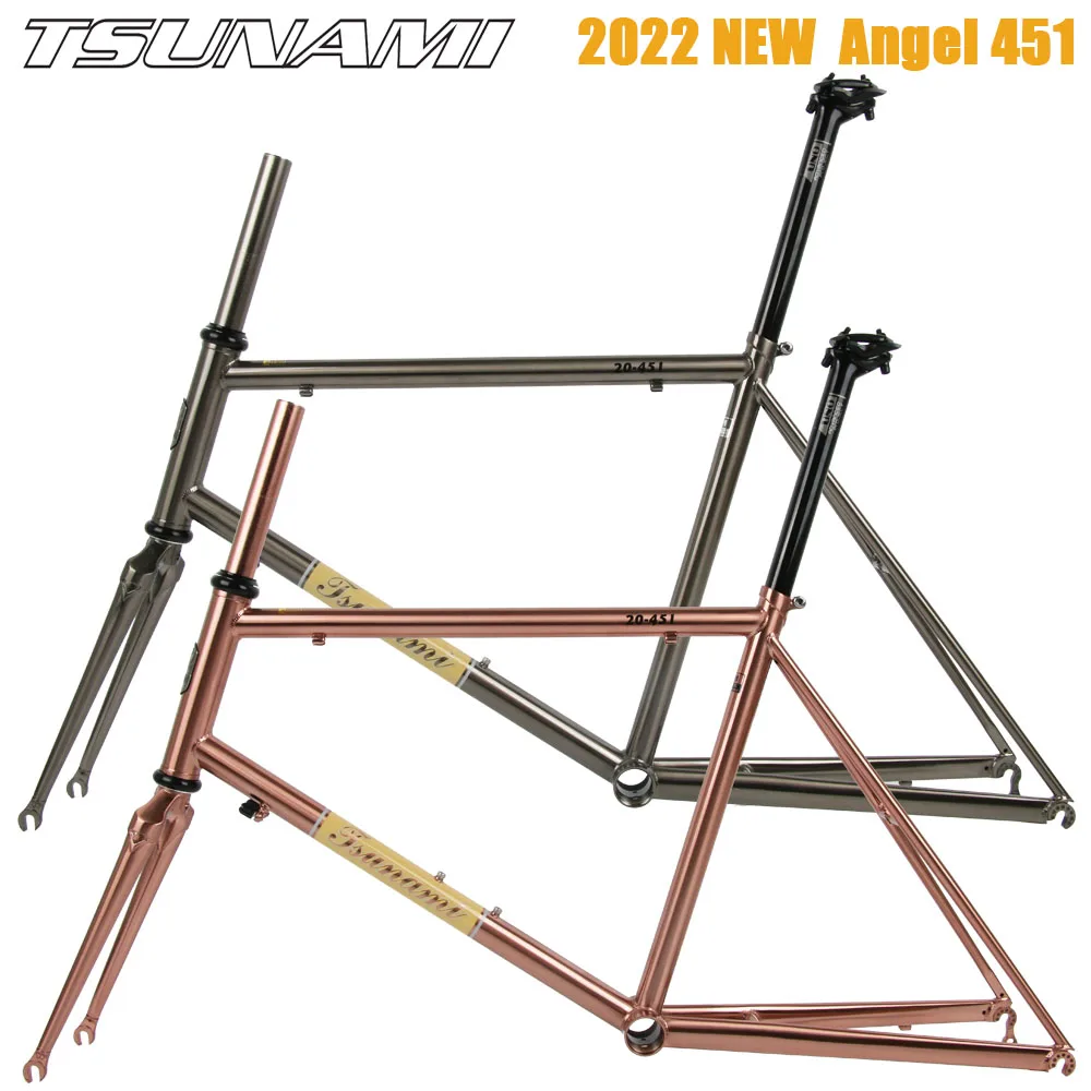 TSUNAMI Angel 451 Bicycle Frame 4130 Chrome Molybdenum Steel Small Wheel Diameter Frameset Fork Caliper Brake Minivelo Frame
TSUNAMI Angel 451 Bicycle Frame 4130 Chrome Molybdenum Steel Small Wheel Diameter Frameset Fork Caliper Brake Minivelo Frame