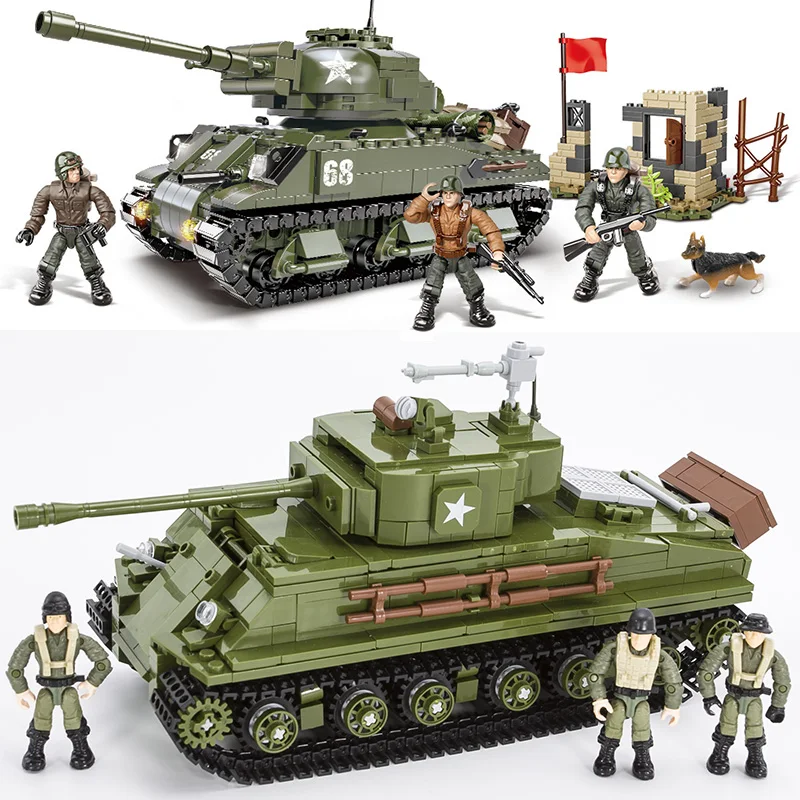 US Sherman M4 Tank Building Blocks Military WW2 Bricks Soldiers Army Weapon DIY Toys Gifts for Boys
US Sherman M4 Tank Building Blocks Military WW2 Bricks Soldiers Army Weapon DIY Toys Gifts for Boys