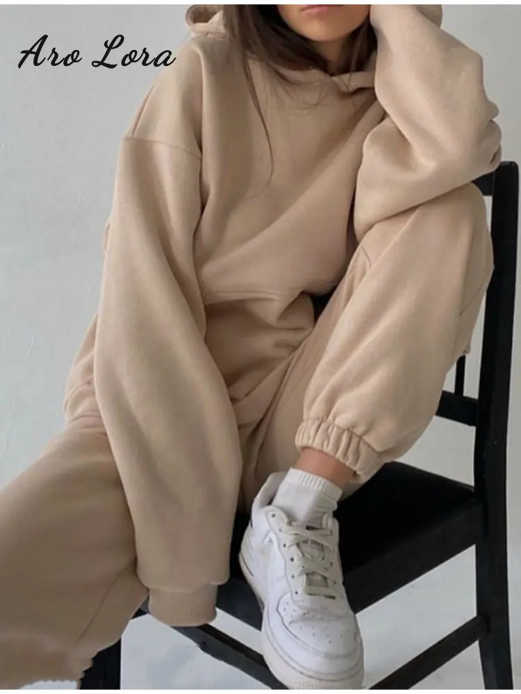 Women Tracksuit Two Pieces Sets Hoodies Casual Solid Long Sleeve Fleece Warm Hooded Sportswear Suit Hoody Pullovers Long Pant
Women Tracksuit Two Pieces Sets Hoodies Casual Solid Long Sleeve Fleece Warm Hooded Sportswear Suit Hoody Pullovers Long Pant