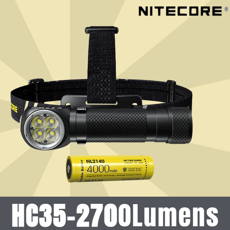 NITECORE HC35 Rechargeable Multifunction L-shaped Headlamp 2700 Lumens Throw of 134M Runtime up to 1200H with 4000mAh Battery
NITECORE HC35 Rechargeable Multifunction L-shaped Headlamp 2700 Lumens Throw of 134M Runtime up to 1200H with 4000mAh Battery