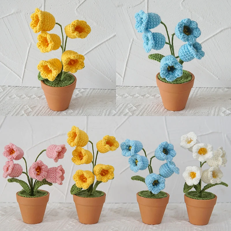 Creative Wool Crochet Potted Crochet Convallaria Majalis Flowers Finished Handmade Green Plant Decoration
Creative Wool Crochet Potted Crochet Convallaria Majalis Flowers Finished Handmade Green Plant Decoration
