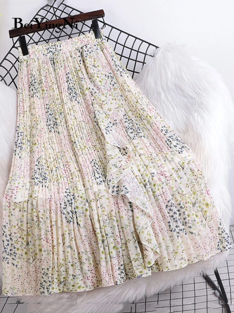 Beiyingni 2022 Summer Stylish Pleated Skirts Women Irregular Chiffon Chic Boho Floral Print Midi Skirt Lining High Waist Skirt
Beiyingni 2022 Summer Stylish Pleated Skirts Women Irregular Chiffon Chic Boho Floral Print Midi Skirt Lining High Waist Skirt