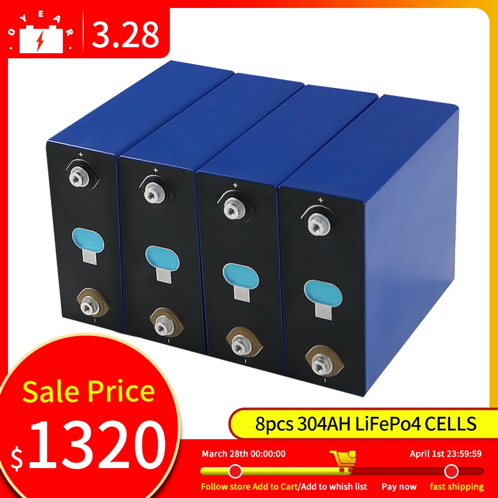 Brand new A-class 3.2V 304Ah 320ah Lifepo4 battery rechargeable battery pack, suitable for motorhomes, solar energy storage
Brand new A-class 3.2V 304Ah 320ah Lifepo4 battery rechargeable battery pack, suitable for motorhomes, solar energy storage