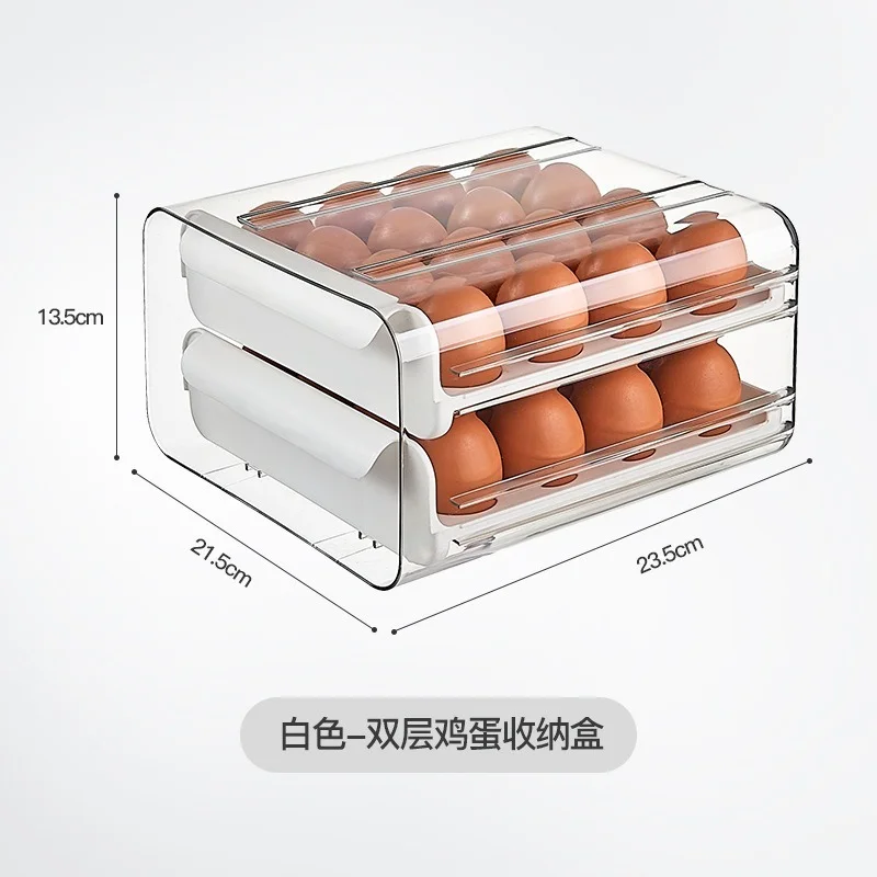 

Кухонный ящик, прозрачный двухслойный контейнер для яиц с 32 ячейками, портативный контейнер для хранения яиц для пикника, Органайзер