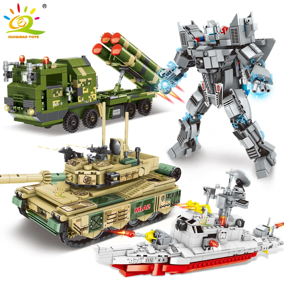HUIQIBAO 2in1 WW2 Military Robot Building Blocks Tank Ship Aircraft Army Brick with Soldier Figure Construction Toy For Children
HUIQIBAO 2in1 WW2 Military Robot Building Blocks Tank Ship Aircraft Army Brick with Soldier Figure Construction Toy For Children