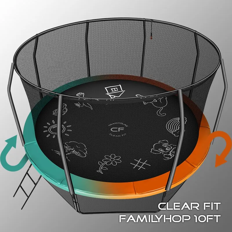 детский батут Clear Fit FamilyHop 10Ft каркасный с сеткой для дачи | Спорт и развлечения