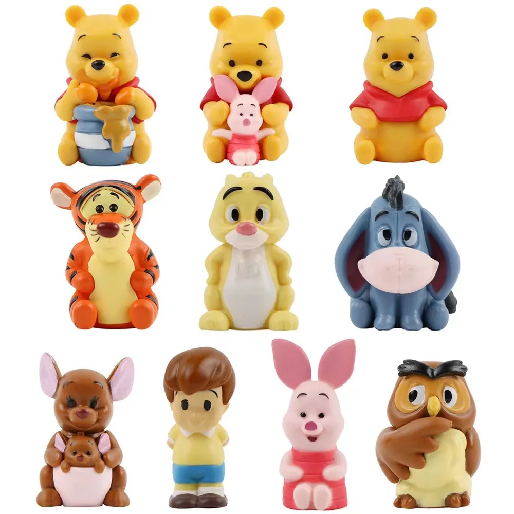 

Disney 10Pcs/Set Anime Figure Winnie The Pooh Tigger Eeyore Owl Piglet Birthday Girl Boys Collectible Figurines Cake Decoration