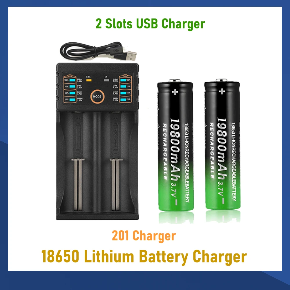 

Smart USB Charger 18650 Universal 3.7V 2-slot Independent Rechargeable Li-ion Battery Suitable for10440 14500 14650 18350 18500