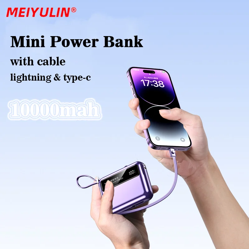 Mini Power Bank 10000mAh Fast Charging Powerbank Build-in Cable Small Charger External Spare Battery For iPhone Xiaomi Samsung
Mini Power Bank 10000mAh Fast Charging Powerbank Build-in Cable Small Charger External Spare Battery For iPhone Xiaomi Samsung