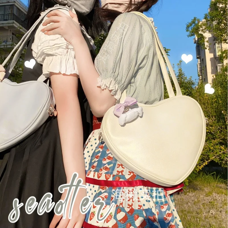 

Милая сумка в форме сердца для женщин, сумка через плечо в японском стиле преппи JK Lolita Kawaii, женские сумки карамельных цветов, сумка 2023