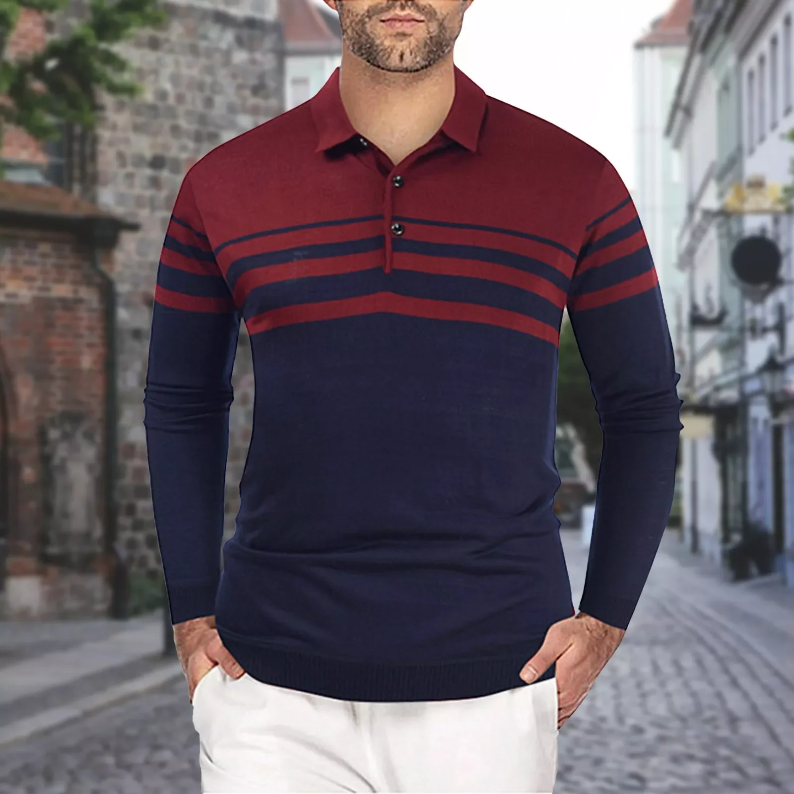 Slim Sweater Striped Men's Lapel Knitted Pullover Sweater Button Warm Men's Sweaters Pullovers
Slim Sweater Striped Men's Lapel Knitted Pullover Sweater Button Warm Men's Sweaters Pullovers