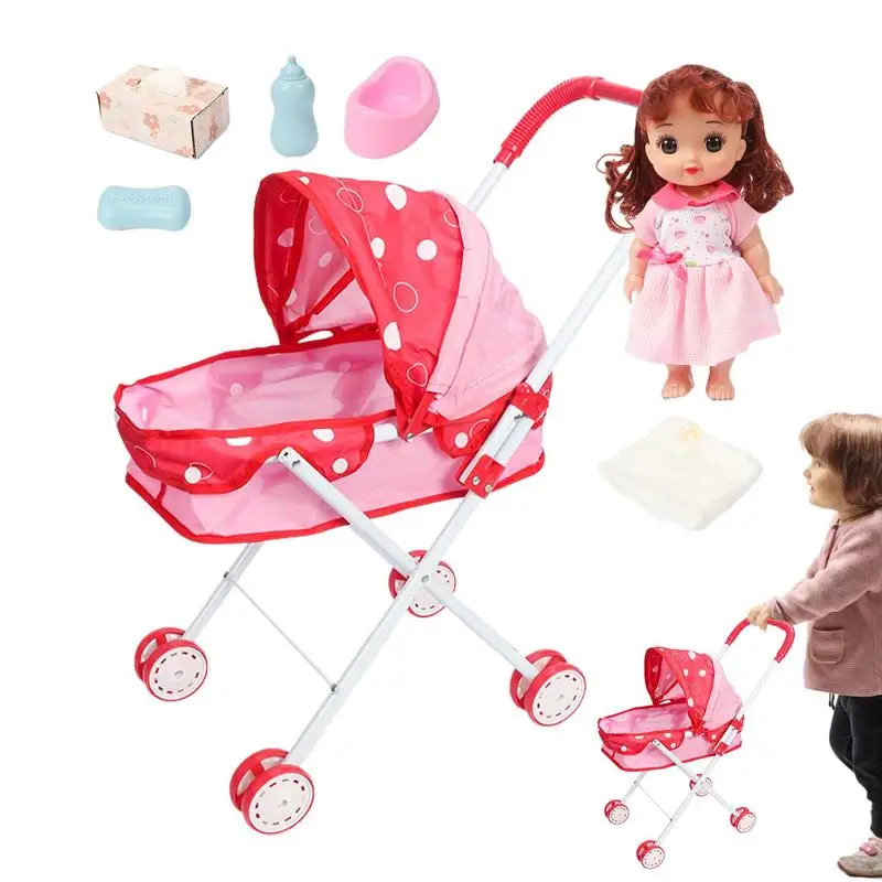 Doll Stroller Foldable Kids Pretend Play Stroller Toy Flexible Soft Doll Accessories Set Reusable Stuffed Doll Pram
Doll Stroller Foldable Kids Pretend Play Stroller Toy Flexible Soft Doll Accessories Set Reusable Stuffed Doll Pram