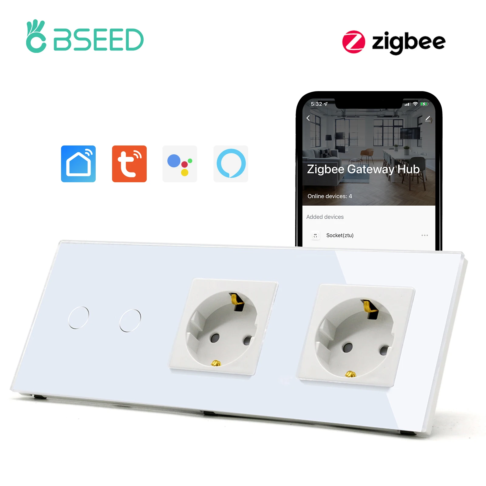 Настенный сенсорный выключатель BSEED Zigbee, беспроводной выключатель с двумя евророзетками, без Wi-Fi, 1/2/3 клавиши
Настенный сенсорный выключатель BSEED Zigbee, беспроводной выключатель с двумя евророзетками, без Wi-Fi, 1/2/3 клавиши
