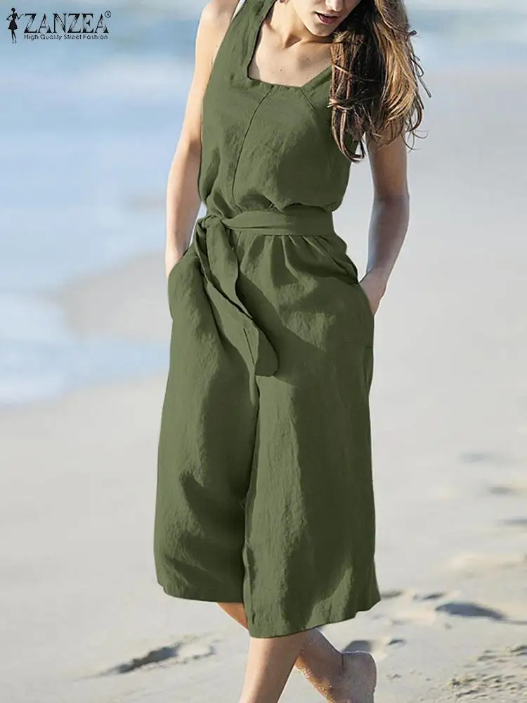 ZANZEA Sleeveless Solid Women Jumpsuits Wide Leg Playsuits Stylish Rompers Casual Solid Loose Beach Overalls Oversized 2023
ZANZEA Sleeveless Solid Women Jumpsuits Wide Leg Playsuits Stylish Rompers Casual Solid Loose Beach Overalls Oversized 2023