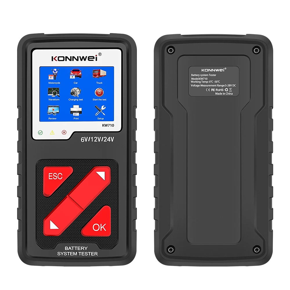 KONNWEI KW710 OBDII Battery Tester For 6V Motorcycles 12V Cars 24V Trucks With Printer
KONNWEI KW710 OBDII Battery Tester For 6V Motorcycles 12V Cars 24V Trucks With Printer