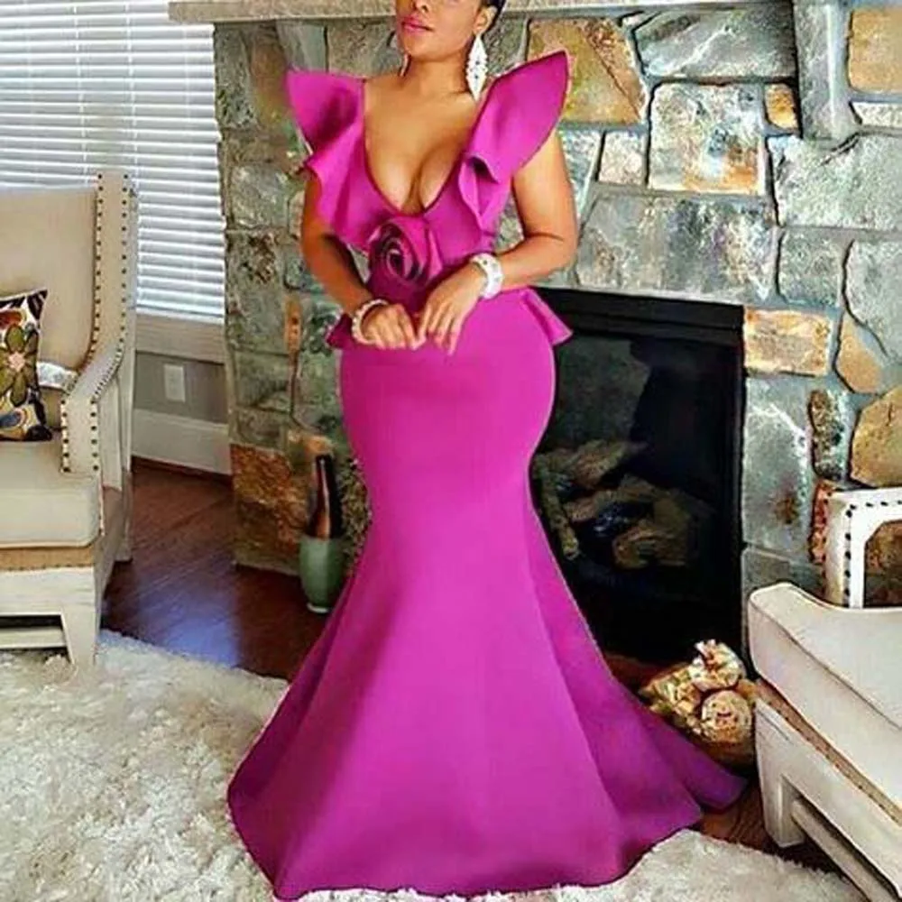 Maxi Dress Rose Red Sexy V-Neck Ruffle Slim Mermaid Elegant Dress Formal Celebrity Events Dress 2022 Summer New
Maxi Dress Rose Red Sexy V-Neck Ruffle Slim Mermaid Elegant Dress Formal Celebrity Events Dress 2022 Summer New