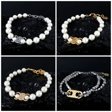 Elegant Pearl Bracelets Inlaid with Rhinestone Bracelet for Women Valentines Day Gift to Girlfriend Free Delivery