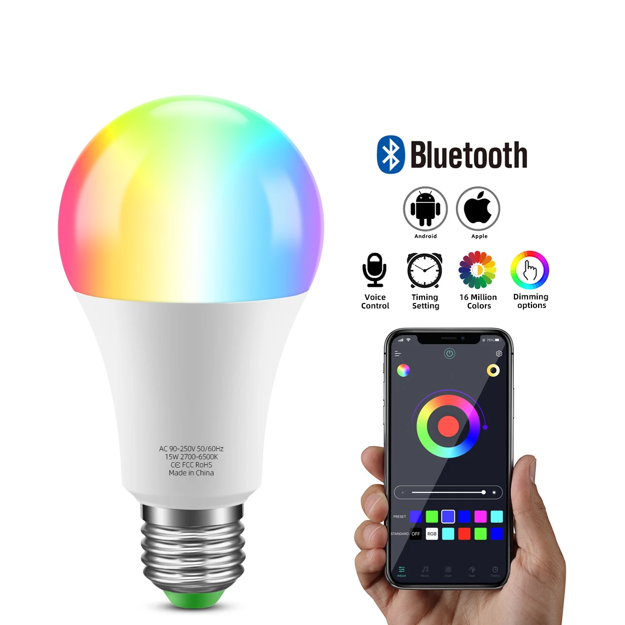 Bluetooth Smart LED Bulb Magic Lamp Colourful RGB RGBW RGBWW 15W E27 LED Lamp Home Bedroom Christmas Party Decoration Light
Bluetooth Smart LED Bulb Magic Lamp Colourful RGB RGBW RGBWW 15W E27 LED Lamp Home Bedroom Christmas Party Decoration Light