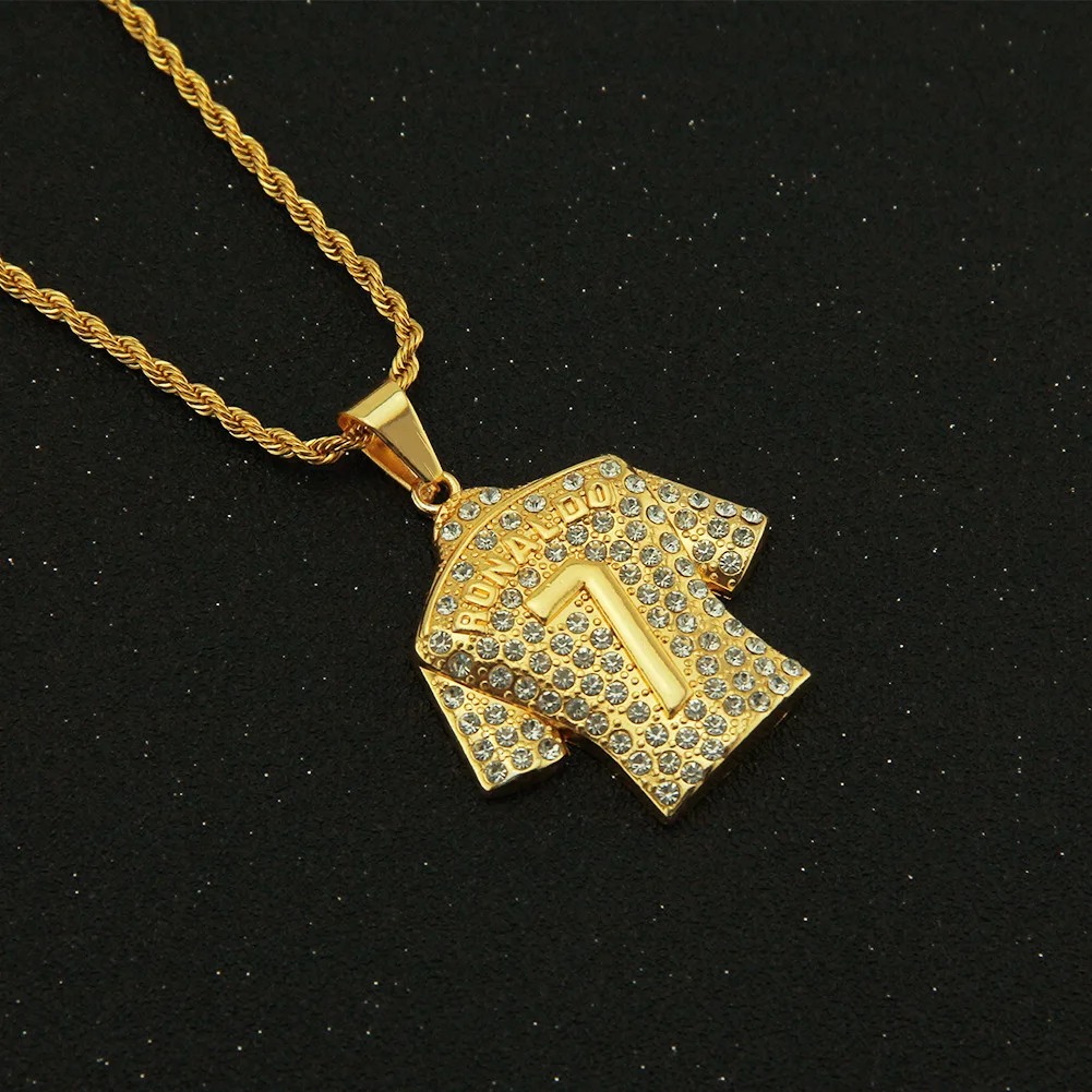 Men's Necklace Football 7 Pendant With Stainless Steel Chain and Iced Out Bling Rhinestones Necklace Hip Hop Sports Jewelry
Men's Necklace Football 7 Pendant With Stainless Steel Chain and Iced Out Bling Rhinestones Necklace Hip Hop Sports Jewelry