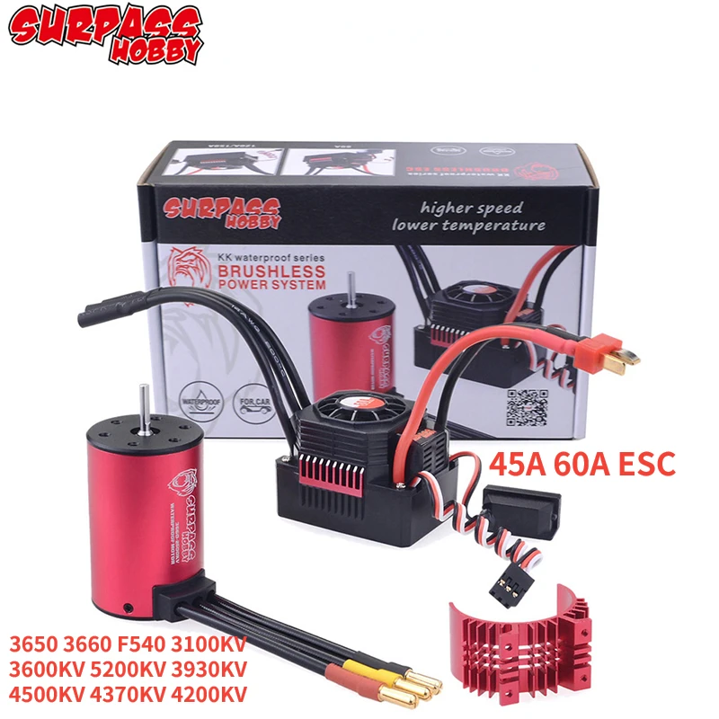 

Surpass Hobby 1:10 RC Car Parts 3650 3660 F540 3100KV 3600KV 5200KV 3930KV 4500KV 4370KV 4200KV Brushless Motor 45A 60A ESC