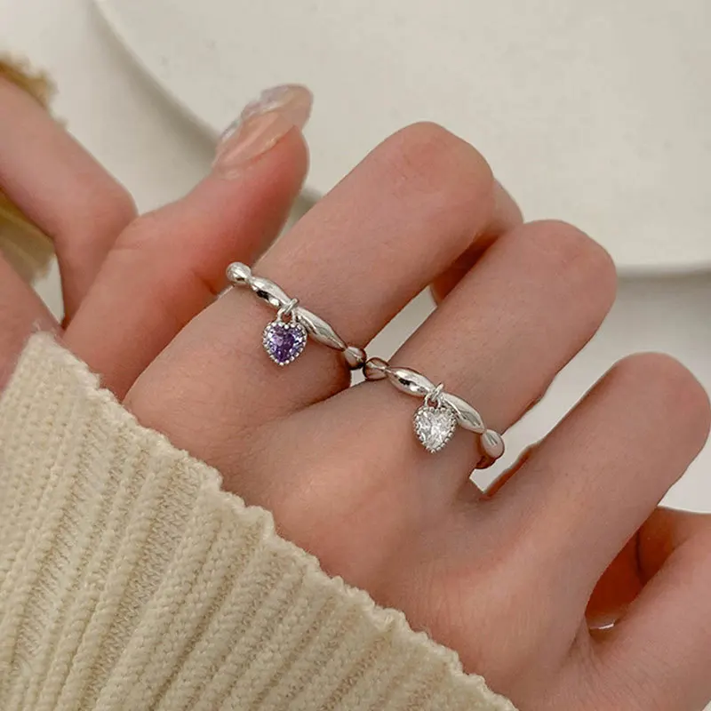 New South Korea Japan Style Fashion Purpl White Love Heart Crystal Pendant Round Rings For Women Girls Charms Wedding Jewelry
New South Korea Japan Style Fashion Purpl White Love Heart Crystal Pendant Round Rings For Women Girls Charms Wedding Jewelry