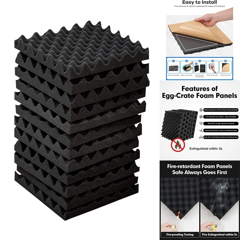 12 Pack Self-Adhesive Sound Proof Foam Panels, High Density Soundproof Wall Panels Egg Crate Sound Panels
12 Pack Self-Adhesive Sound Proof Foam Panels, High Density Soundproof Wall Panels Egg Crate Sound Panels