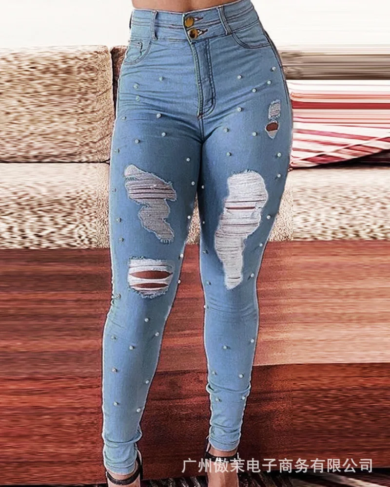 2022 Summer Women's New High Waist Beaded Denim Pants Fashion Casual Streetwear Bodycon Jeans
2022 Summer Women's New High Waist Beaded Denim Pants Fashion Casual Streetwear Bodycon Jeans