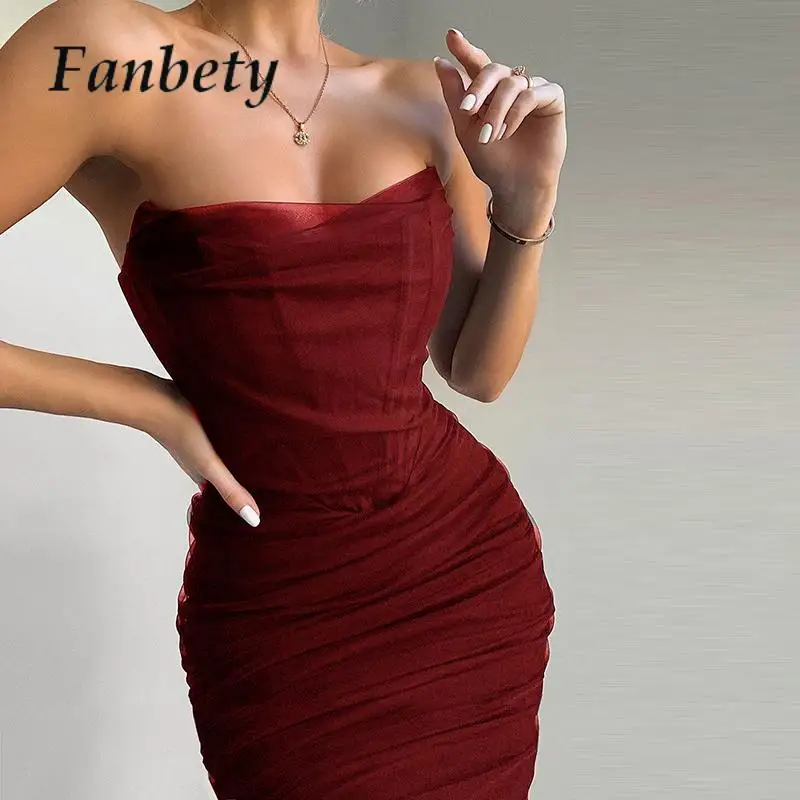 Elegant Banquet Bodycon Sleeveless Short Dresses for Women Clubwear Solid Color Corset Dress Vintage Mesh Tunic Woman's Clothing 
Elegant Banquet Bodycon Sleeveless Short Dresses for Women Clubwear Solid Color Corset Dress Vintage Mesh Tunic Woman's Clothing