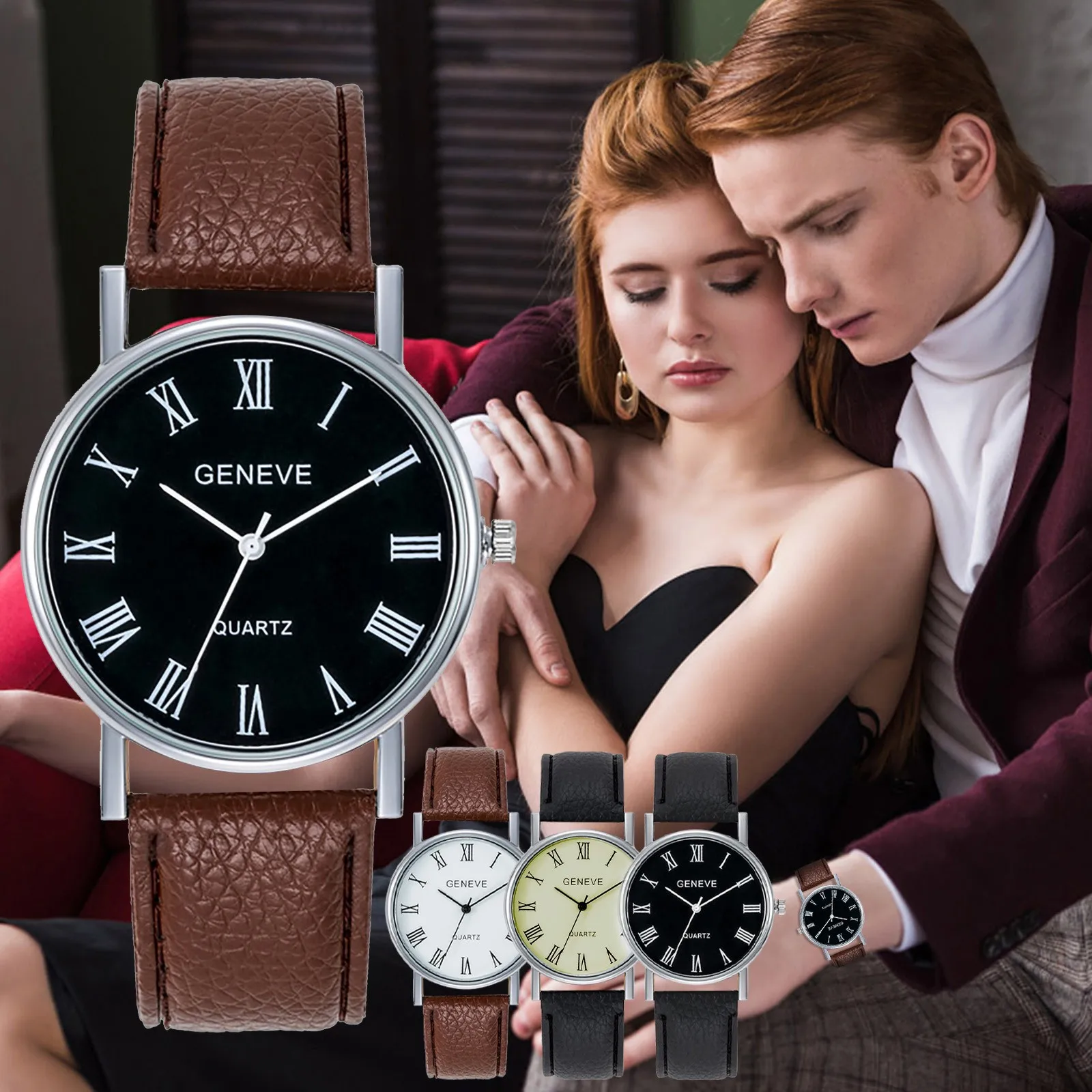 

Fashion Luxury Faux Leather Mens Quartz Analog Watch Watches Classic Couple Quartz Wristwatches Saat Erkek Kol Saati Relógio