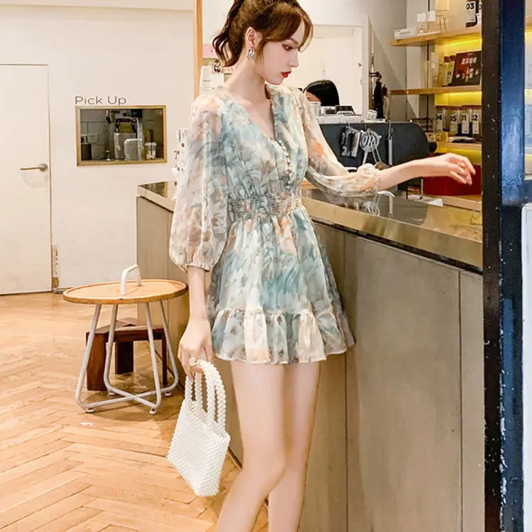 Женский праздничный комбинезон с принтом, повседневный комбинезон с высокой талией, широкими штанинами и V-образным вырезом, с длинным рукавом, Q28, лето 2022 
Женский праздничный комбинезон с принтом, повседневный комбинезон с высокой талией, широкими штанинами и V-образным вырезом, с длинным рукавом, Q28, лето 2022