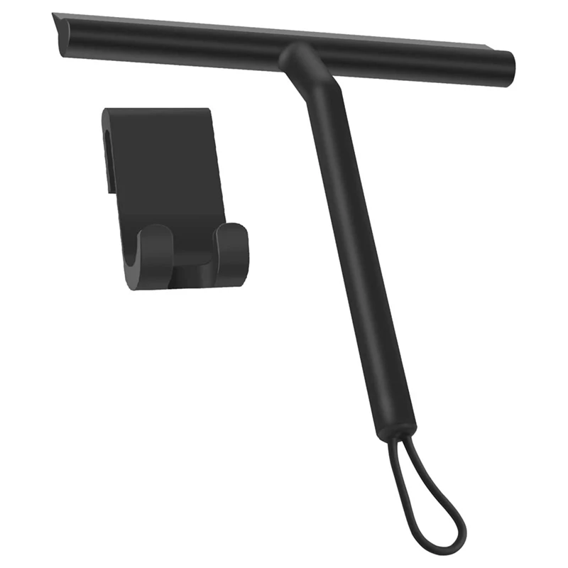 Silicone Shower Squeegee With Hook & Lanyard, Black Window Glass Scraper Mirror Screen Wiper
Silicone Shower Squeegee With Hook & Lanyard, Black Window Glass Scraper Mirror Screen Wiper