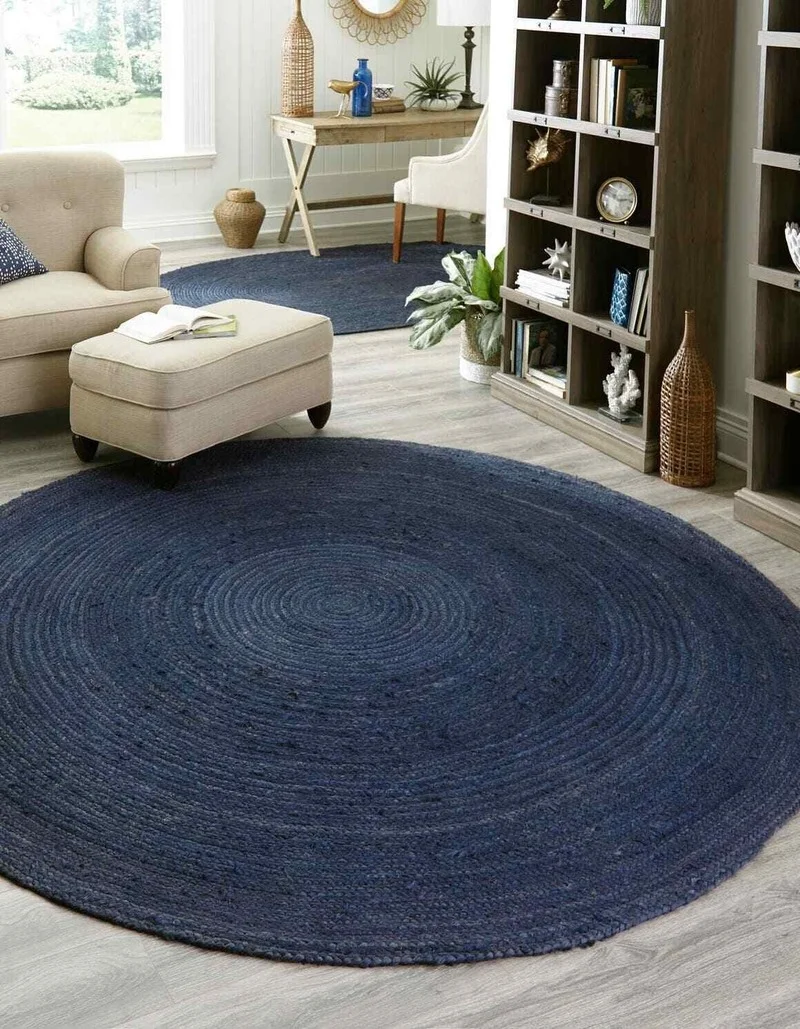 Rug Natural Jute Round Braided Carpet Dark Blue Modern Rural Living Area Rustic Look Carpet Rug Rag Rugs
Rug Natural Jute Round Braided Carpet Dark Blue Modern Rural Living Area Rustic Look Carpet Rug Rag Rugs