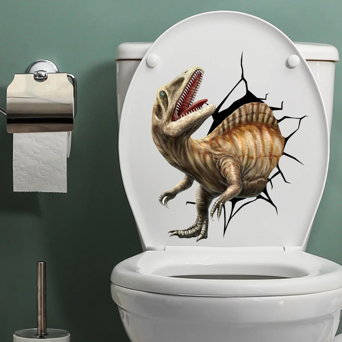 New Wall Breaking Dinosaur Toilet Stickers Toilet Bathroom Creative Decoration Can Be Removed From Self-adhesive Paper
New Wall Breaking Dinosaur Toilet Stickers Toilet Bathroom Creative Decoration Can Be Removed From Self-adhesive Paper