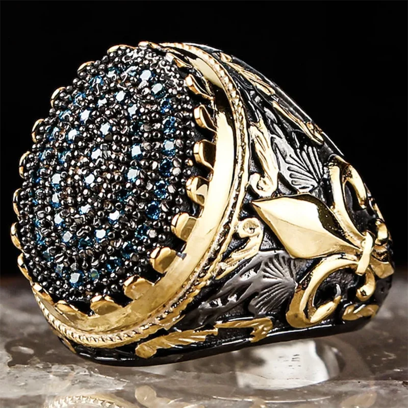 Retro Turkish Signet Open Ring for Men Ancient Gold Silver Color Carved Sword Ring Inlaid Black Zircon Party Motor Biker Jewelry
Retro Turkish Signet Open Ring for Men Ancient Gold Silver Color Carved Sword Ring Inlaid Black Zircon Party Motor Biker Jewelry