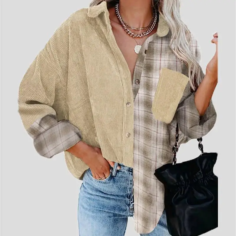 Casual Loose Button Pocket Blouses Shirts Vintage Ladies New Long Sleeve Blusa Mujer Women Autumn Harajuku Patchwork Plaid Shirt
Casual Loose Button Pocket Blouses Shirts Vintage Ladies New Long Sleeve Blusa Mujer Women Autumn Harajuku Patchwork Plaid Shirt