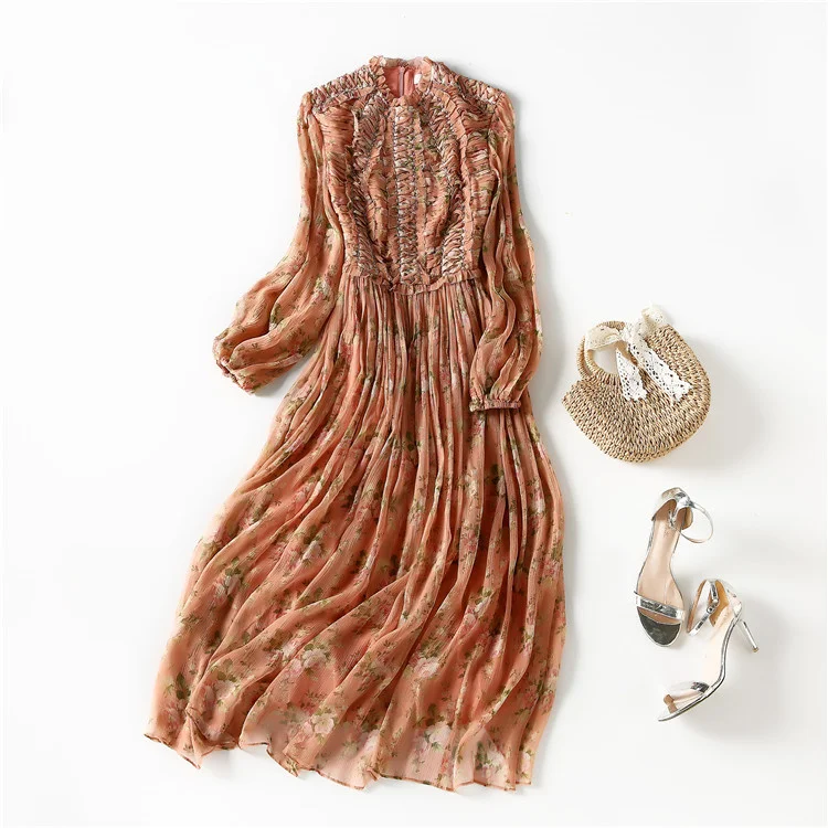 High Quality Woman Dress 100% Silk Floral Dresses for Women Elegant Dress Long Sleeve Spring Autumn 2022 Vestido De Mujer
High Quality Woman Dress 100% Silk Floral Dresses for Women Elegant Dress Long Sleeve Spring Autumn 2022 Vestido De Mujer