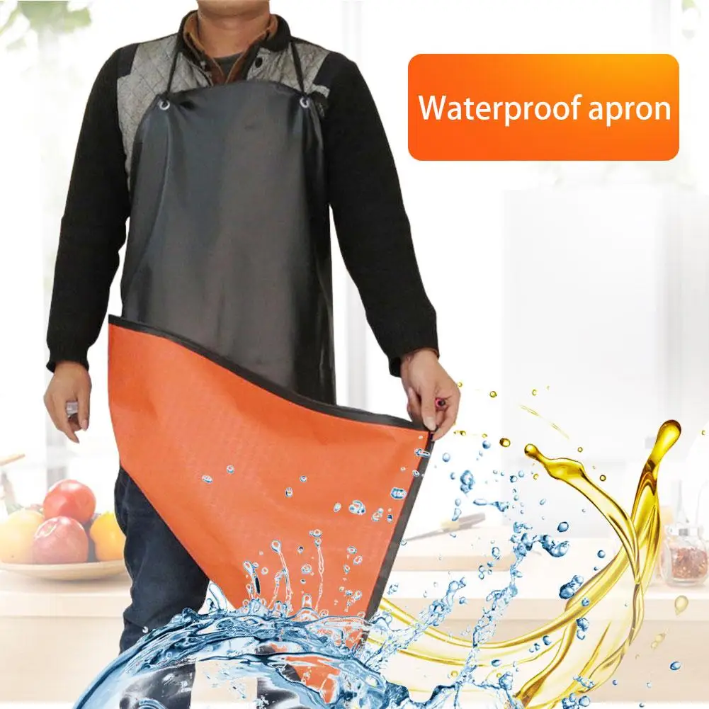 

Kithen Waterproof Anti-Oil Leather Apron Chef Apron Thickening Long Acid and Alkali Antifouling Restaurant Cooking Chef Apron