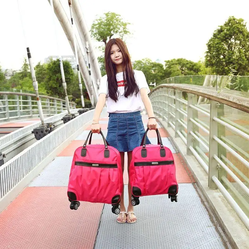 

Женская дорожная сумка на колесиках, водонепроницаемые чемоданы на колесиках из ткани Оксфорд, чемодан на колесиках