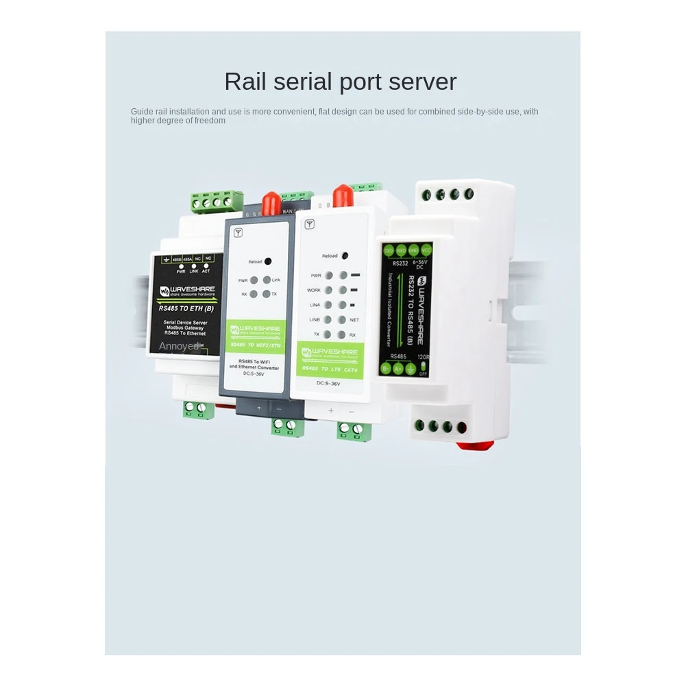 Waveshare Industrial Rail Type RS232 to RS485 Converter 300-115200Bps Active Digital Isolation Wide Voltage
Waveshare Industrial Rail Type RS232 to RS485 Converter 300-115200Bps Active Digital Isolation Wide Voltage