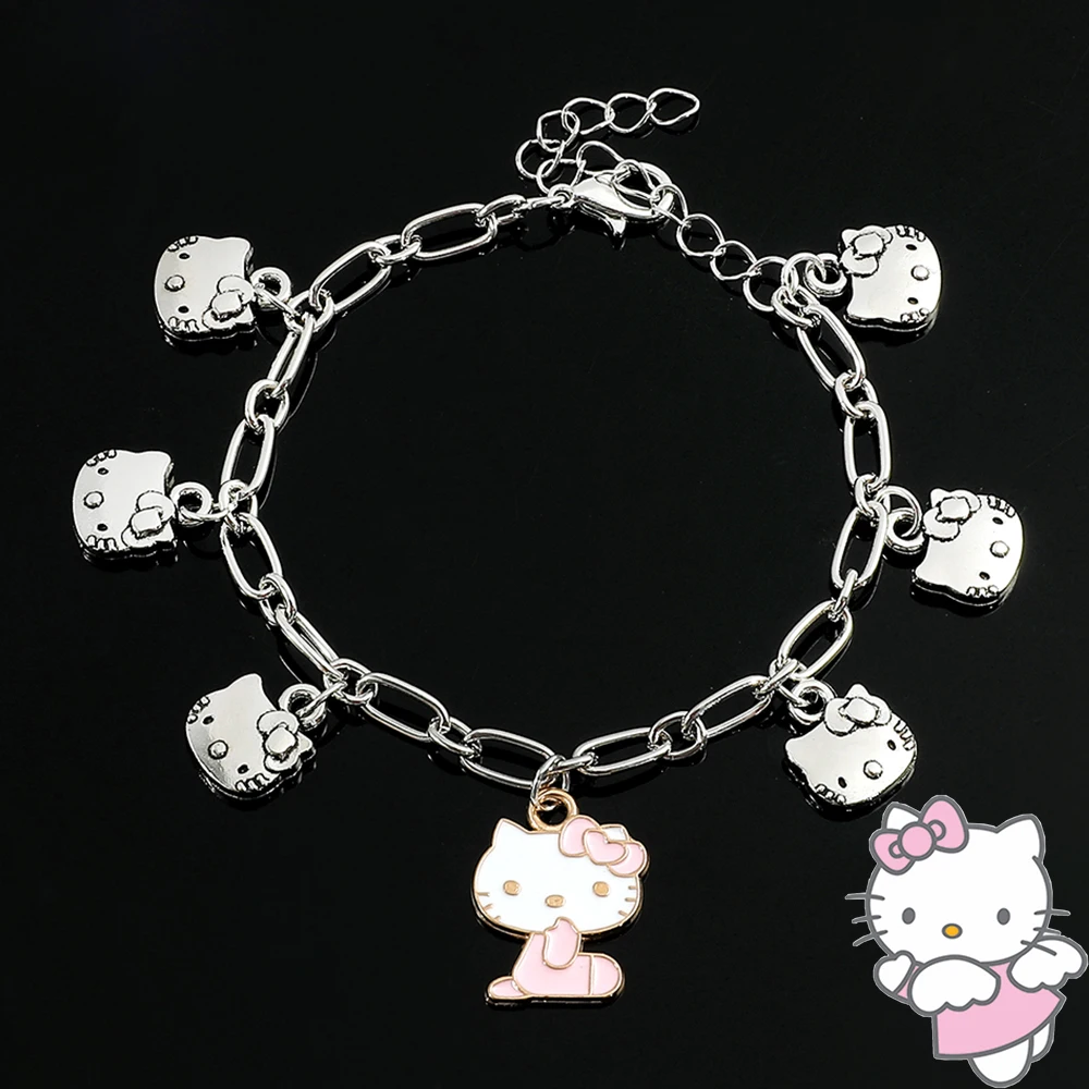 Silver Colour Hello Kitty Metal Enamel Pendant Bracelet Cartoon Anime Sanrio Collection Bracelet for Women Jewelry Toy Gift
Silver Colour Hello Kitty Metal Enamel Pendant Bracelet Cartoon Anime Sanrio Collection Bracelet for Women Jewelry Toy Gift
