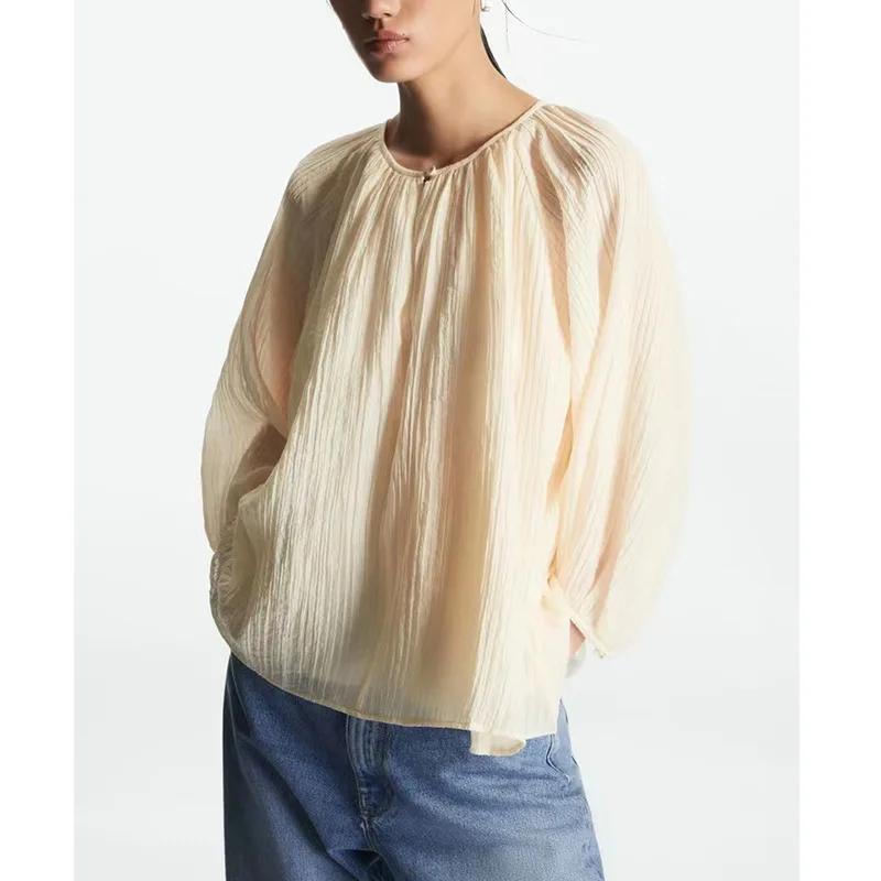 Ladies simple solid color seersucker long-sleeved blouse 2022 early autumn new fashion commuter pleated thin shirt top elegant
Ladies simple solid color seersucker long-sleeved blouse 2022 early autumn new fashion commuter pleated thin shirt top elegant