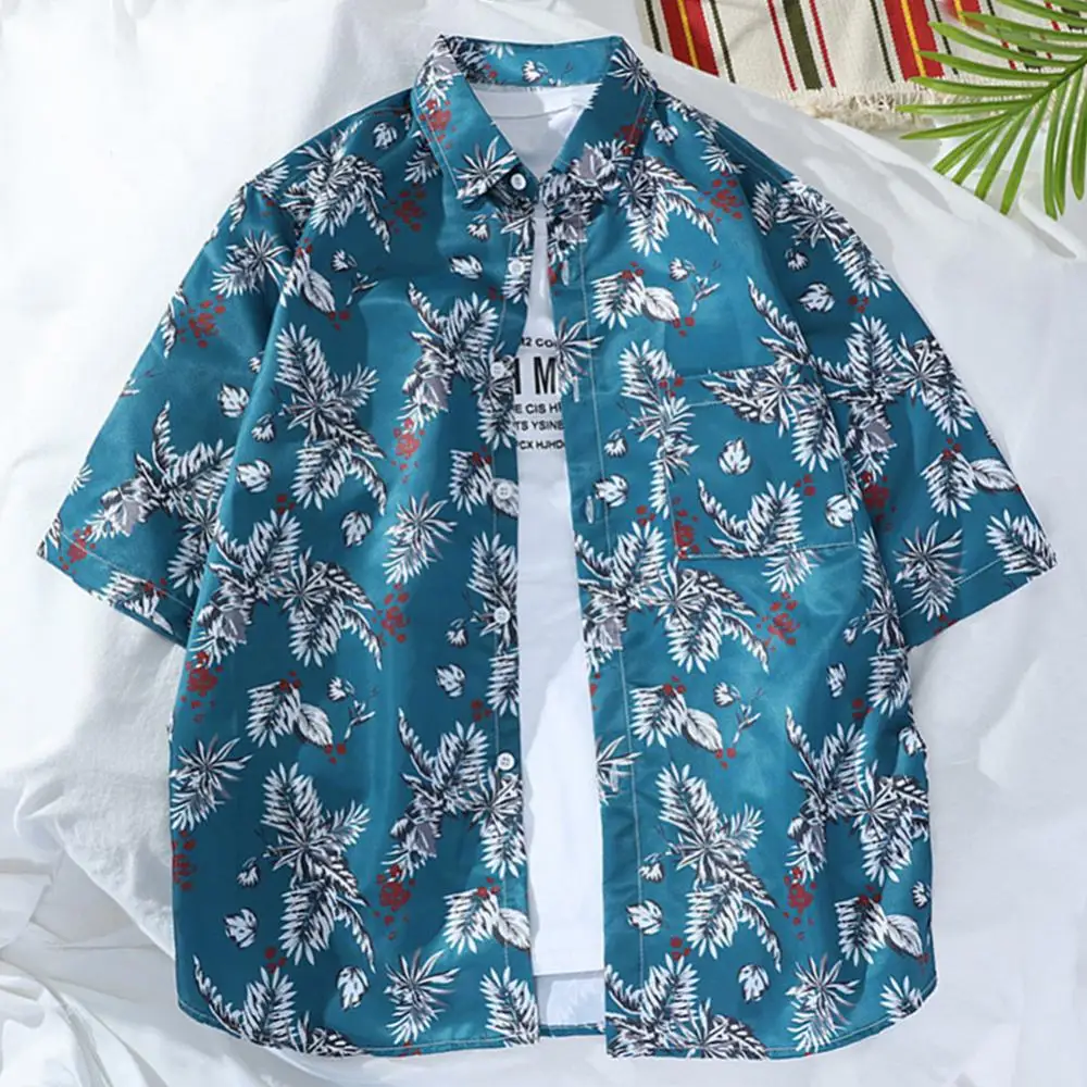 Casual Men Shirt Half Sleeve Turn Down Collar Shirt Floral Stripes Loose T-shirt Top Male Clothing Streetwear
Casual Men Shirt Half Sleeve Turn Down Collar Shirt Floral Stripes Loose T-shirt Top Male Clothing Streetwear