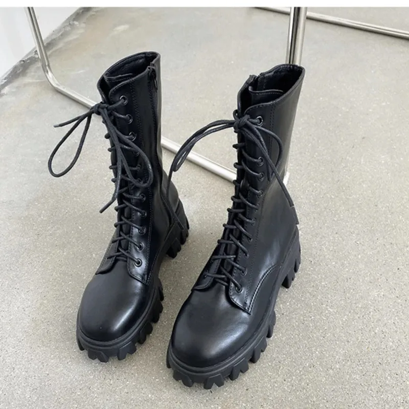Women Mid Calf Boots Autumn Winter Boots Woman Fashion Lace-up Ladies Chelsea Zipper Botas Mujer Platform Heel Ladies Shoes
Women Mid Calf Boots Autumn Winter Boots Woman Fashion Lace-up Ladies Chelsea Zipper Botas Mujer Platform Heel Ladies Shoes