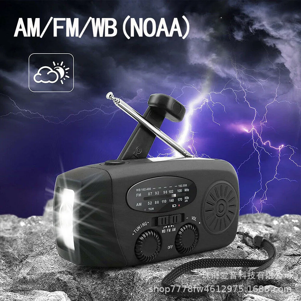 

ZK30 Portable LED Flashlight 3 in1 Emergency Lamp Hand Crank Generator Solar Dynamo Powered FM/AM Radio Phones Charger