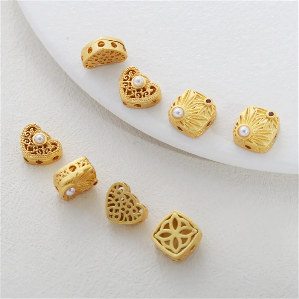 18K matte gold antique gold plating with zirconia pearl shell beads hollow bracelet necklace earrings diy jewelry accessories
18K matte gold antique gold plating with zirconia pearl shell beads hollow bracelet necklace earrings diy jewelry accessories