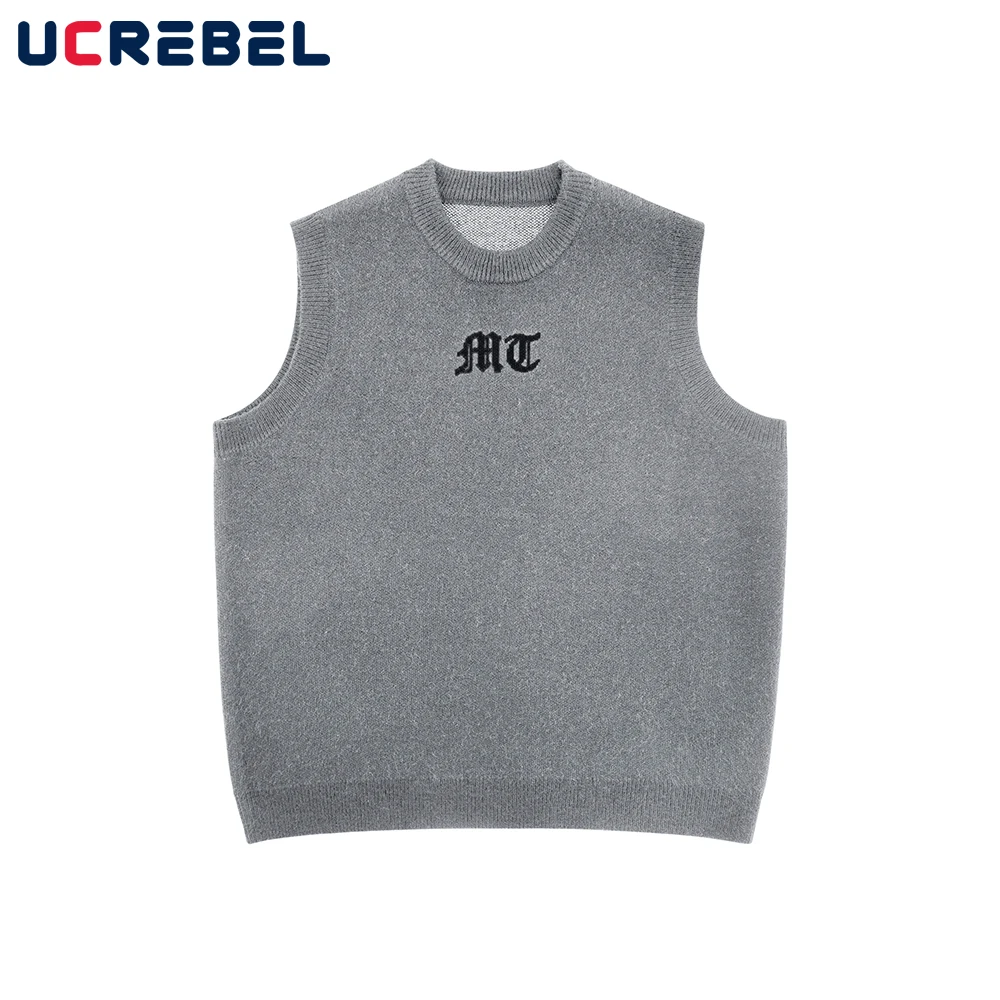 Streetwear Letter Jacquard Sleeveless Vest Mens Autumn Casual Solid Color Crew Neck Loose Knitted Sweater Men
Streetwear Letter Jacquard Sleeveless Vest Mens Autumn Casual Solid Color Crew Neck Loose Knitted Sweater Men