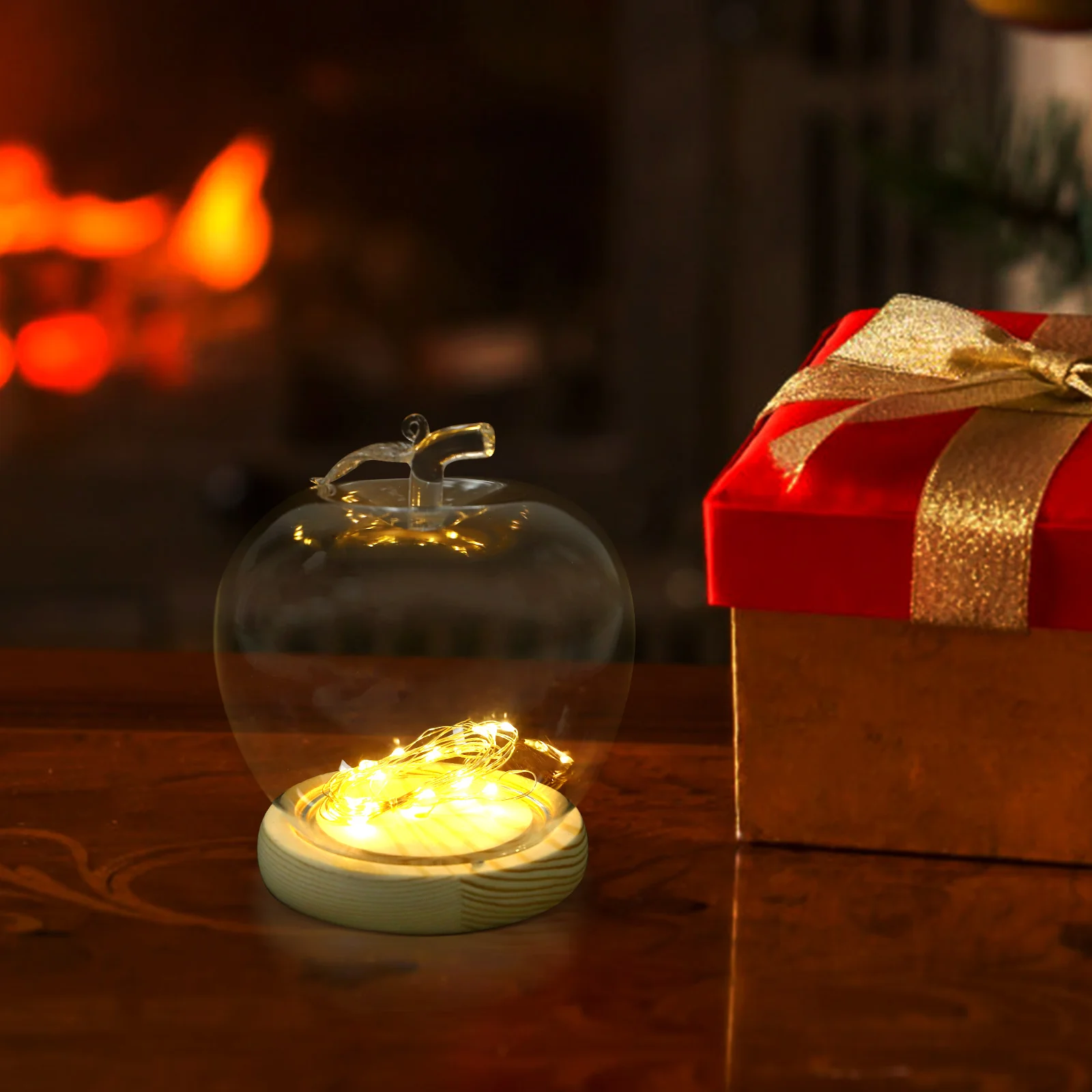 Apples-shape Glass Dome Immortal Flower Christmas Eve Apples Glass Display Cover with Lighted Base
Apples-shape Glass Dome Immortal Flower Christmas Eve Apples Glass Display Cover with Lighted Base