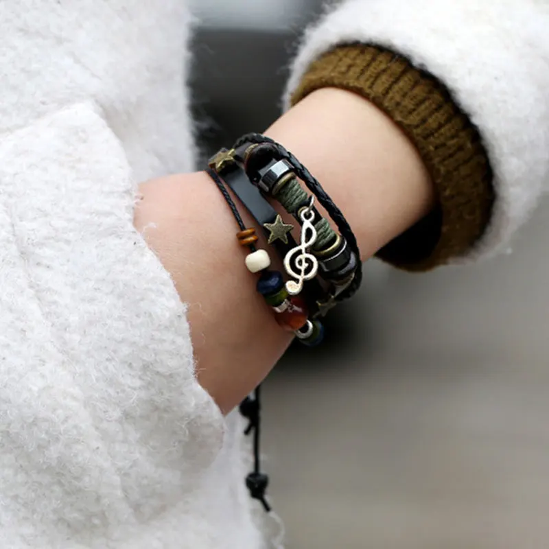 Cyberpunk Vintage Bracelet Genuine Leather Hip Hop Beaded Alloy Notes Men's Fashion Jewelry Women's Boutique Handstring Rap Gift
Cyberpunk Vintage Bracelet Genuine Leather Hip Hop Beaded Alloy Notes Men's Fashion Jewelry Women's Boutique Handstring Rap Gift