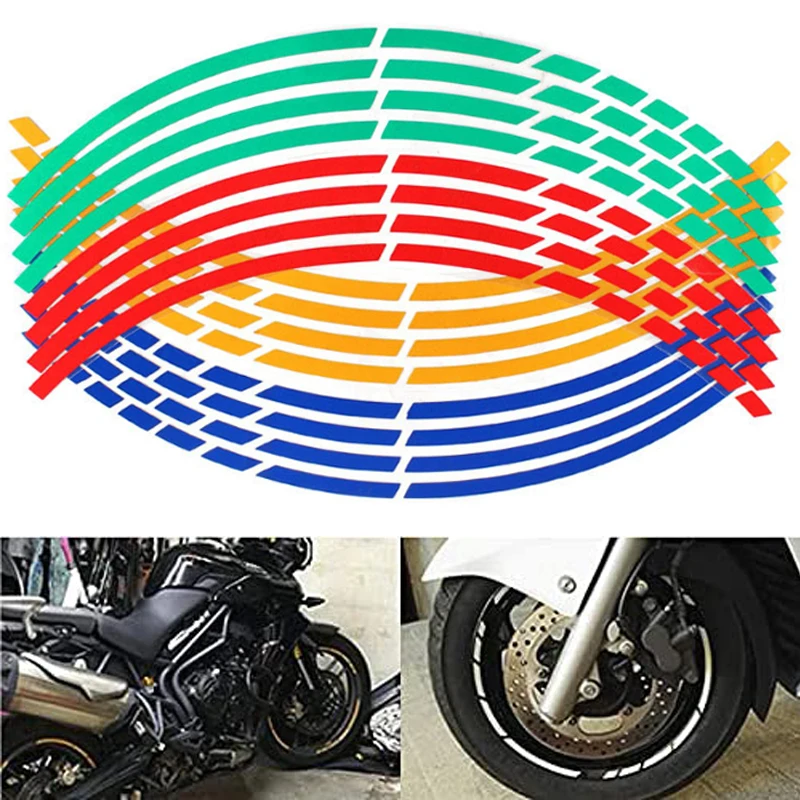 Car Motorcycle Wheel Reflective Rim Tapes Tire Stickers Fits for 18in Wheel Hubs Motorbike Auto Decals Moto Accessories 16Pcs
Car Motorcycle Wheel Reflective Rim Tapes Tire Stickers Fits for 18in Wheel Hubs Motorbike Auto Decals Moto Accessories 16Pcs