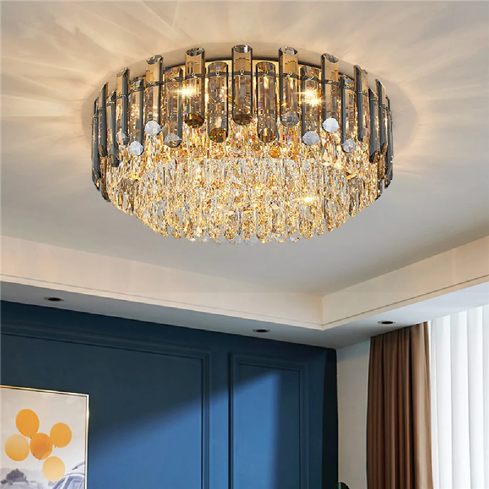 Dimmable LED Ceiling Light Luxury Round Smoky Grey Crystal Ceiling Lamps New To The Season Lustre Lamparas De Techo Living Room
Dimmable LED Ceiling Light Luxury Round Smoky Grey Crystal Ceiling Lamps New To The Season Lustre Lamparas De Techo Living Room